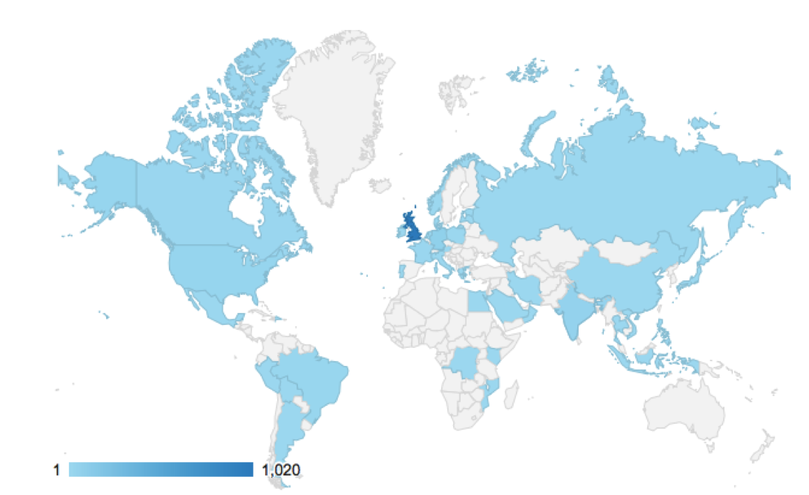 map of users across the world